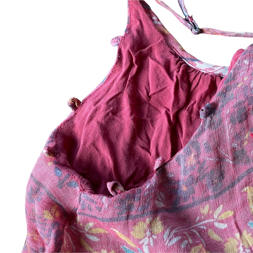 KIMCHI BLUE washed out look red & yellow floral/tribal strappy mini dress - Picture 8 of 15
